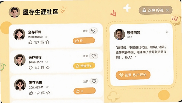 ī�������������۽��棬��ʾ�û������б��뵼ʦ�ش�Ƭ��ͷ�����ǳƱ�ʶ�������������۰�ť���ԣ���������ܰ���ã�����Ϊǳ��ɫ�����ֻ�����Χ