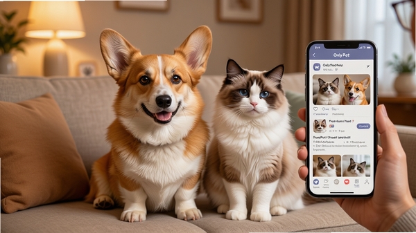 OnlyPetӦ��������Ԥ��ͼ������������һֻ�ɰ��Ŀ»�Ȯ��һֻ��żè��������ɳ���ϣ������ֳ��ֻ�չʾOnlyPet��������̬ҳ�棬��������ܰ�Ŀ�����ůɫ���ƹ⣬����������ϸ�ڷḻ��ͻ�������罻����ܰ��Χ��
