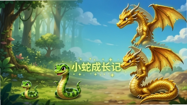 С�߳ɳ��ǽ���ϵͳչʾ��һ��С�ߴ���ɫС���𽥱�ɽ�ɫ�������ĸ��׶��������У�����Ϊɭ�ֵ���յĽ��䣬ϸ�ڷḻ����ͨ��Ⱦ���