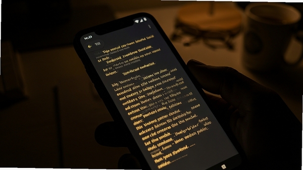 Yomidroidҹ��ģʽЧ��ͼ���ֻ���Ļ��ʾ��ɫ�������Ķ����棬����Ϊů��ɫ������Ϊ���ɫ���ֻ���Χ�����谵��ֻ����Ļ������͹��ߣ����ֻ�������