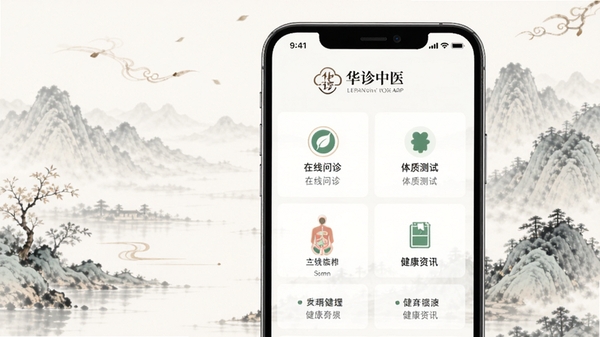 ������ҽAPP������չʾ����������õ��ŵ��й�����ƣ�����Ϊ��͵�ˮīɽˮ����ǰ�����ֻ���Ļ����Ļ��������ʾ������ҽ��LOGO����Ҫ����ģ�飬������������ʲ��ԡ�������Ѷ�ȣ�����ɾ����࣬ͻ����ҽԪ�����ִ��Ƽ����ں�