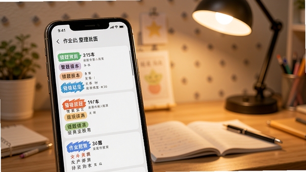 ��ҵ������APP���Ȿ���棬�ֻ���Ļ����ʾ����Ŀ����Ĵ����б���������ѧϰ����̨�ƣ�������ܰдʵ��ͻ���������ܣ�����Ϊ�ֻ��������黯