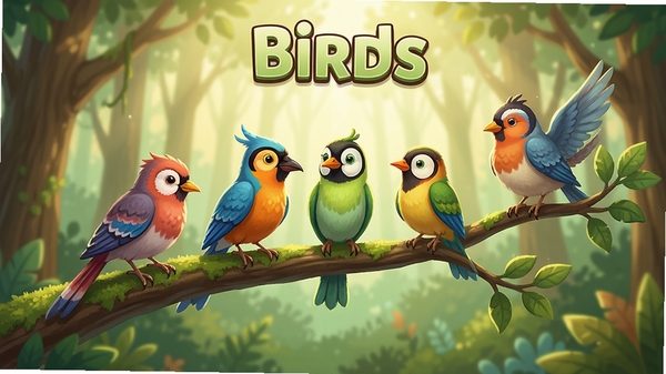 The Birds ��Ϸ����Ԥ��ͼ��չʾ��Ϸ�����棬����������ɫ�ʰ�쵵�������Ϣ��֦ͷ������������͸��ɭ�ֵ���͹��Σ������������������ʺ���Ϊ��Ϸ����ͼ��ϸ�ڷḻ���ֱ��ʸ�
