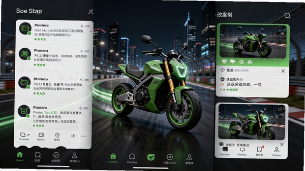 ��Ħ��APP������Ԥ��ͼ��չʾ������Ѷ������װ������Ƭ��ײ����������ִ���ƽ����Ʒ����ɫ��Ϊ�����ӫ���̣���Ļ������ʾһ�����ŵ綯Ħ�г���3D��Ⱦͼ������Ϊ����ҹ�����������廭������Ƽ������ٶȸУ����壬������ͼ