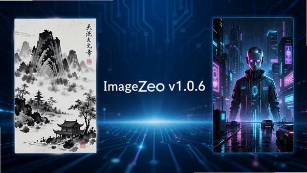 ImageZeo v1.0.6�汾���¹���ʾ��ͼ���������Ϊ������ˮī��������Ҳ�Ϊ������˷�������м���ʾ�汾�ţ�����Ϊ������ɫ�Ƽ���Ч��������ƾ��£�ͻ����������
