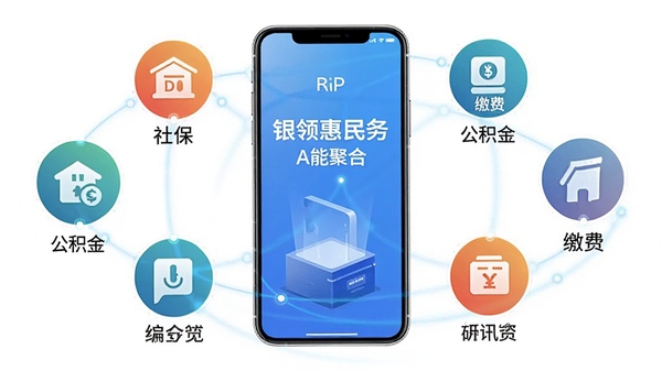 �������APP���ܾۺ�ʾ��ͼ����������Ϊ�����ֻ�����Χ�����籣�������𡢽ɷѡ���Ѷ��ͼ�꣬����һվʽ�����ص�