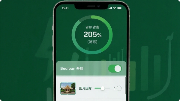 Ѹ�������ʡ��ģʽ����ͼ��չʾ���ò˵���ʡ�����ؿ���״̬������Ϊ����ɫ���ܷ���ֻ���Ļ�Ϸ���ʾ������ʡ�ٷֱ�Բ�����·���ͼƬѹ���ȼ�ѡ�����ɫ��������Ȼ��