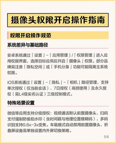 手机实时免费监控 摄像头权限设置