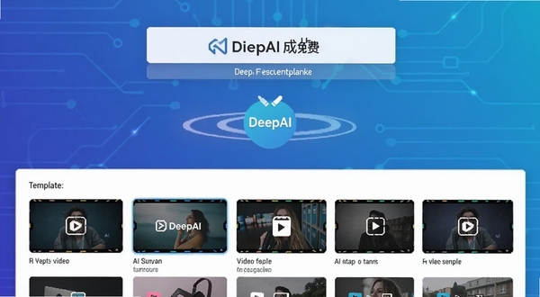 DeepAI��Ƭ����������ͼ��չʾ����Ĵ����������Ƶģ��ѡ����������Ϊ������ɫ�Ƽ��з�񣬻�������ͻ��AI��Ƶ���ɵĹ���ͼ�ꡣ