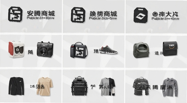 安腾商城商品分类展示图,采用九宫格布局,每格代表一个商品大类,配有图标与名称,背景为浅灰色,整体风格简洁清晰,突出全品类覆盖的特点