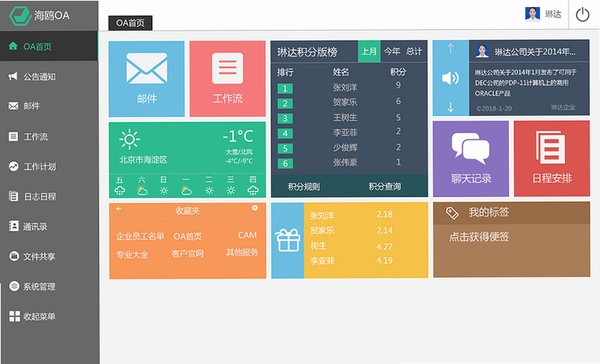 青山企业OA运行截图