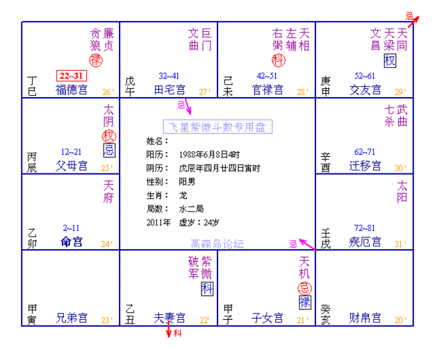 紫薇命盘查询 看姻缘 夫妻宫分析 配图