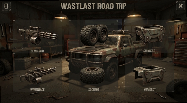 Wasteland Road Trip������װ���棬չʾ���ֿɸ����Ĳ�����������ǹ����̥��װ�װ�ȣ������Ƿ������⣬�ƹ�谵��UI��������Ϸ���ϸ�ڷḻ
