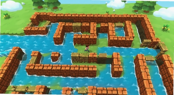 Maze Flood��Ϸ�����棬һ������ӽǵĸ����Թ�����ɫ��ˮ�����ӿ�룬�Ҳ��г��ڣ�����������һ��С�����ڱ��ܣ�������ͨ������ɫ�����ޣ�����Ϊǳ��ɫ�ݵأ��Թ�ǽ��Ϊ��ɫש����ʣ�Զ������ľ���ƶ䣬�������16:9��������Ⱦ