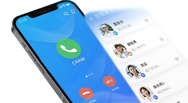 西瓜电话主界面预览图,展示高清通话界面和智能联系人列表,背景为渐变蓝色调的智能手机屏幕,整体风格简洁现代,突出通话图标与联系人头像,画面明亮清晰,适配Boogu模型生成
