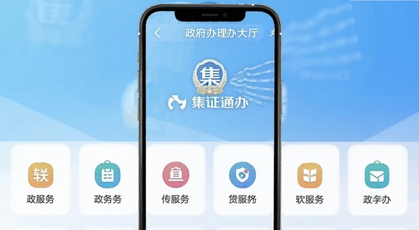 ��֤ͨ�������������ͼ��չʾ�ֻ���Ļ�ϵ��������������񣬱���Ϊǳ��ɫ���䣬�����м�֤ͨ��logo�Ͷ������ͼ�꣬����������������������չʾ