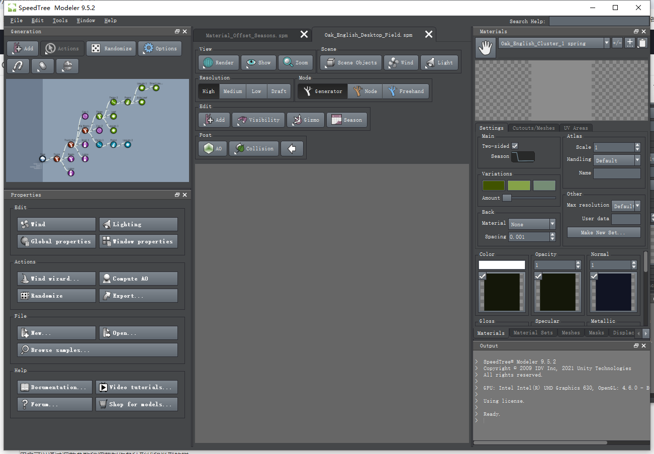 SpeedTree Modeler 9.5.2���ļ�������н�ͼ