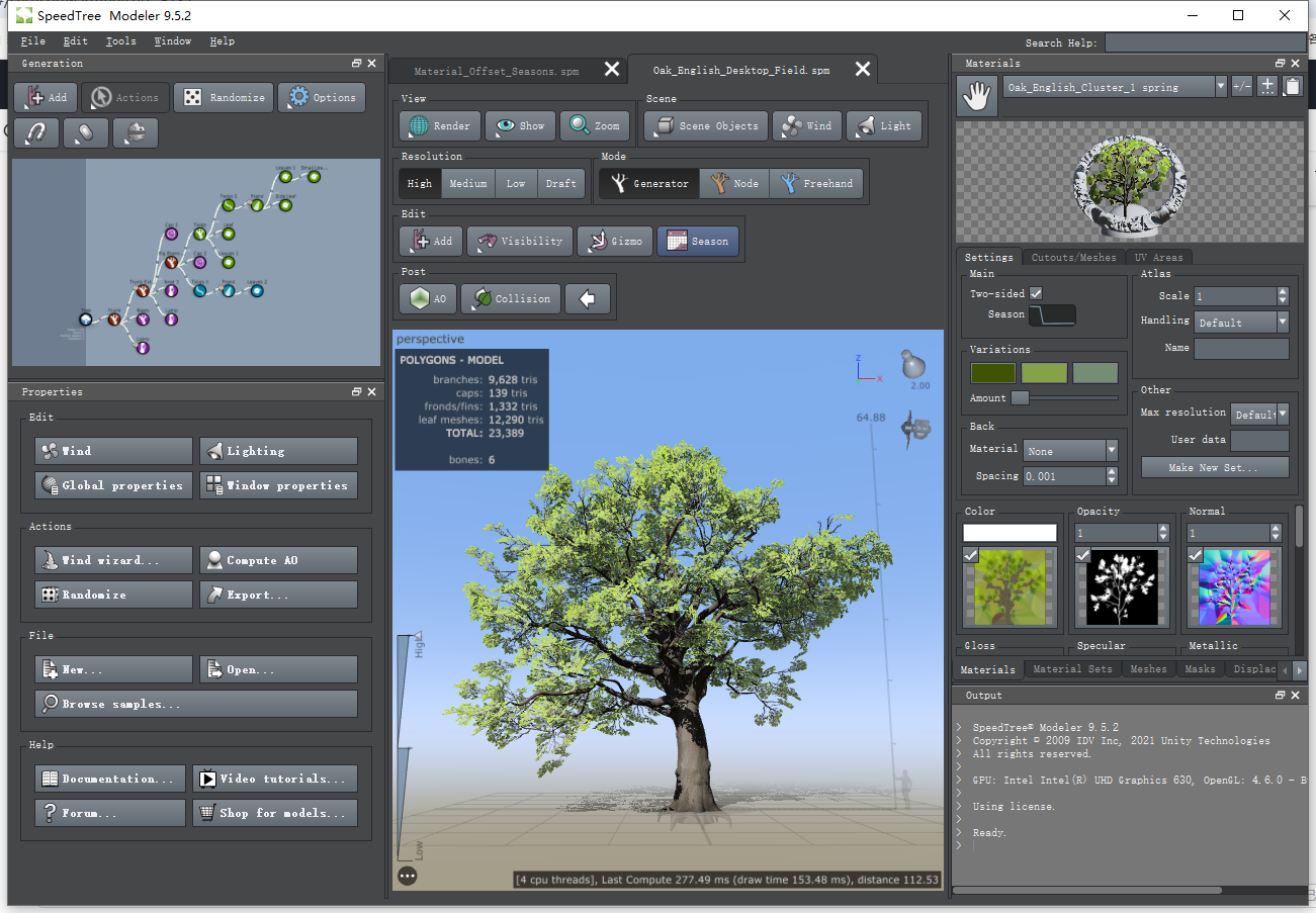 SpeedTree Modeler 9.5.2���ļ�������н�ͼ