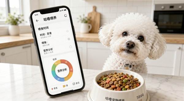 �����������ι��ҳ�棬�ֻ�������ʾιʳʱ�����Ӫ������Բ��ͼ���Ա߰���һ��ɫ�ʷḻ�ĳ������������Ǽ�������ĳ�����һֻ����Ȯ̧ͷ�ڴ��ؿ��ž�ͷ���������������Ϣ