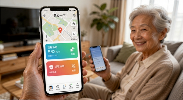 ��������Ϊһ�������ֻ���Ļ��д����Ļ����ʾ����һ��APP�������棬���������ͼ��λ��������ʾ��Զ��Э���Ȳ�ɫ���ܿ�Ƭ������������黯�Ŀ���������һλ�����������ֻ�΢Ц����������ůɫ��������������Ȼ��ͻ���Ƽ���������ںϣ�ͼƬ���дʵ����������Ӧ�ý���ͼ