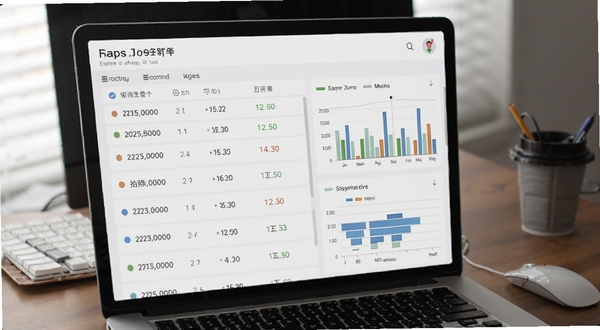 拍照计数助手结果管理列表界面,显示多条计数记录与图表统计,背景为办公桌面