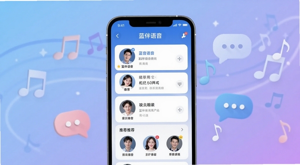 ��������APP��ҳ����չʾ������������һ�������ֻ�����Ļ�ϳ����������������������б����Ƽ��û�ͷ�񣬱���Ϊ��͵�����ɫ���䣬���ܵ�׺������Ի�����Ԫ�أ������������ִ�������Booguģ������