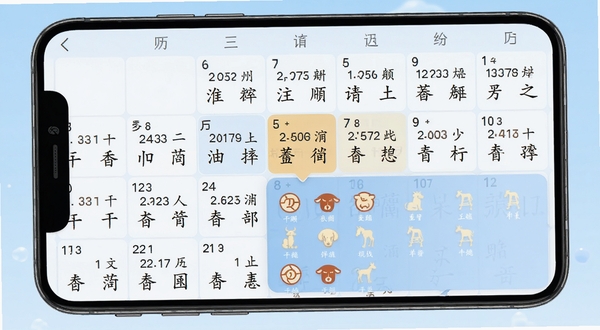 天顺历农历对照查询界面,手机屏幕展示一个月份日历网格,每个日期格内同时标注公历数字和农历文字,选中日期下方弹出详细信息面板,包含干支、生肖、星座等图标,背景为浅蓝色渐变,界面清爽简洁,适合移动端应用宣传图