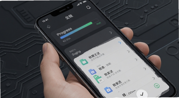 凡遇文件互传功能界面,手机屏幕显示文件传输进度条与已发送文件列表,背景为深灰科技风,突出传输效率与安全感