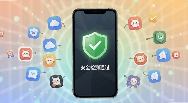 �����Ű�ȫ���ؼ����棬����������һ�������ֻ�����Ļ��ʾ��ɫ��ȫ����ͼ���롰��ȫ���ͨ������������Χ�����Ÿ���Ӧ��ͼ�꣬����Ϊ��͹��Σ����崫�ﰲȫ�ɿ����Ӿ����ܣ�����������Ԫ��