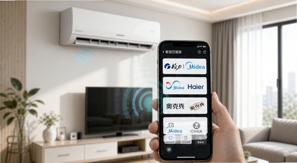 ���ܿյ�ң��ͨ��+�������ƥ����棬������һ���ֻ�����ɨ��յ�Ʒ���б�����Ļ��ʾ���������ġ��������¿�˹��Ʒ��logo���У��ֻ�����һ̨�ڹ�ʽ�յ�������Ϊ�ִ��Ҿӻ���������������ͣ�ͻ������ƥ��ı�ݸ�