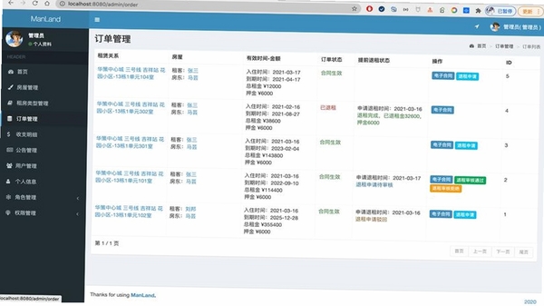 政采商城 订单管理操作界面