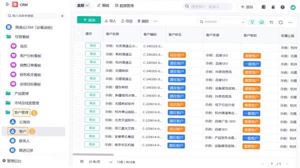 创格客户管理界面截图