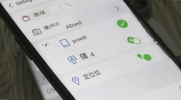 时间地点水印相机权限设置操作示意图,手机屏幕显示应用权限管理页面,相机、存储、定位三项权限均显示为已允许状态,界面清晰,背景为手机设置菜单