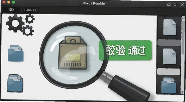 Nexus Rumble��װ����ԴУ�鹦�ܵ�ϸ��չʾͼ����������һ���Ŵ����ڼ��һ�����ݰ�ͼ�꣬�Ա���ʾУ��ͨ�������ֱ�ǩ�����������ɫ�Ĺ�������񣬴��г������ļ�ͼ���׺�������Ӿ��ɾ�����