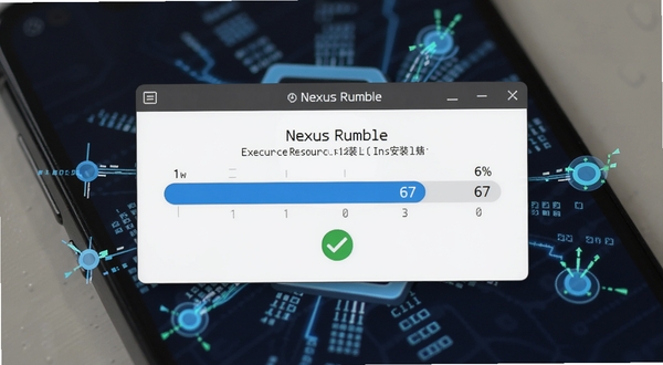 Nexus Rumble��װ������ִ����Դ��װ�Ľ��棬��������һ����ɫ�Ľ�������ʾ�ٷ�֮��ʮ�ߣ��·����ļ�У��ͨ������ɫ�Թ�ͼ�꣬�������ֻ���Ļ��΢����д����Χ�������������밲װ�ڵ�ĳ���ͼ�Σ����ƫ���ƽ���Ƽ���