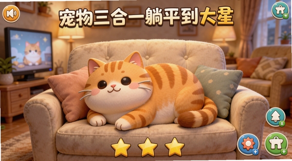 ��������һ��ƽ��������Ϸ�����棬����λ��һֻԲ��ɰ�����è��������ɳ���ϣ���������ܰ�Ŀ���������ůɫ���ƹ⣬��ͨ��Ⱦ��񣬻���ϸ�ڷḻ����������һ��ƽ�����Ǳ��������ɼ�