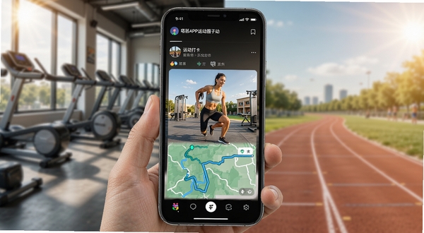 ઴�APP�˶�Ȧ�Ӷ�̬ҳ�棬�ֻ���Ļ����ʾ�û��������˶�����Ƭ��·��ͼ�������ǽ������ͻ����ܵ������������⽡��
