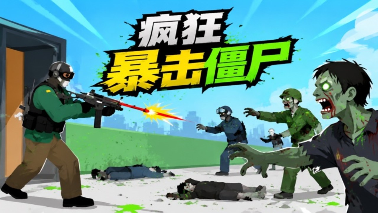 疯狂暴击平面僵尸 在线小游戏 无限火力 打僵尸 武器 射击画面
