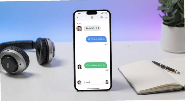 UM3: Chat & Learn Languages ����������ȫòչʾ����������Ϊ�ֻ���Ļ�ڵ�����ʽ����ѧϰ�Ի����ڣ������ʾ�û�ͷ����������Ҳ�ΪAI���ظ����ݣ���������Ϊ��ͽ�������ɫ��������ڷŶ�����ʼǱ�����������ˬ�ִ�������Booguģ������