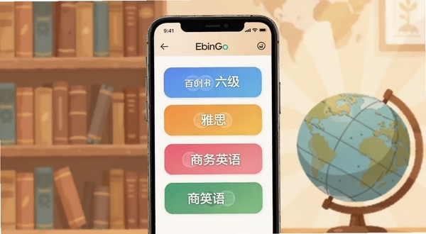 EbinGo �ೡ���ʿ�ѡ��ҳ�棬�ֻ���Ļ��չʾ����������˼������Ӣ��Ȳ�ɫ��ǩ��Ƭ��������������������ϲ廭��ɫ����ů���