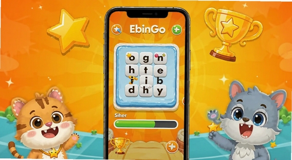 EbinGo Ȥζ����ģʽ��Ϸ���棬�ֻ���Ļ��ʾ����ƴд����������������Χ�����ǡ������Ϳ�ͨ�����ɫ������Ϊ������ɫ���ɫ����