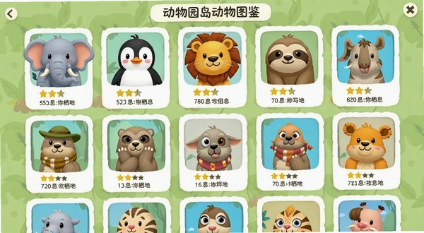 ����԰������ͼ�����棬չʾ���ֿ�ͨ����ͷ�����г����񣬰���������졢ʨ�ӡ������ȣ�ÿ��ͷ���·���ע�Ǽ�����Ϣ�����ͣ�����Ϊǳ��ɫ��Ȼ����������ɾ���࣬����Booguģ������