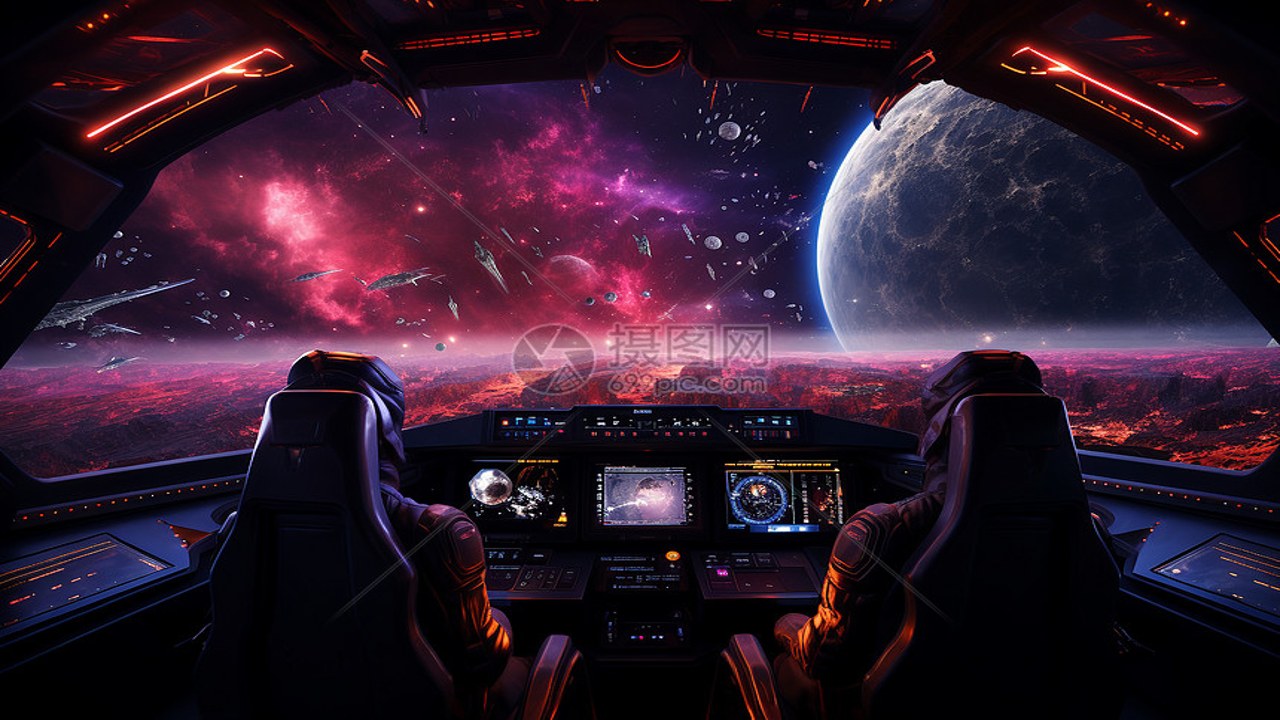星旅漫游 星际旅行 星球探索全景画面,浩瀚星图与飞船巡航