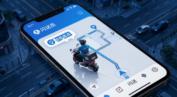 ����ԱApp�ĵ���������д���ֻ���Ļ��ʾ��ȡ���㵽�ռ����·�߹滮�������ǳ��е�·����ͼ����������һ���綯��������ʻ������ɫ��ƫ�Ƽ�����ͻ��ʵʱ����������Ч��