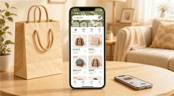 ʡ�Ĺ�Ӧ��������ȫòչʾ����������Ϊ�ֻ���Ļ�е�ʡ�Ĺ���ҳ���Ϸ��������������ͼ�꣬�в�Ϊ��Ʒ�Żݿ�Ƭ�ٲ���������Ϊǳůɫ���ľӼҹ��ﳡ���������ϰڷ��Ź�������ֻ����������������죬����Booguģ������