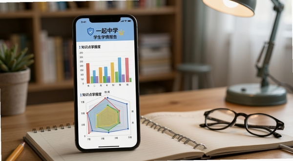 һ����ѧѧ��ѧ�鱨��ҳ�棬�ֻ���Ļչʾ��ɫ��״ͼ��֪ʶ�����ն��״�ͼ������Ϊ�鷿�����������Ϸ��űʼǱ����۾�������ɫ�����