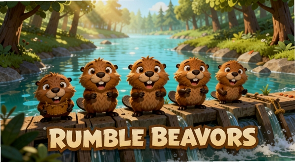 ����������һȺ�ɰ��Ŀ�ͨ����վ��ɭ��ˮ���ϣ��������峺�ĺ����ʹ�������ľ������͸����Ҷ���°߲���Ӱ������ɫ����ů��������ͼ������ͻ��Rumble Beavers����Ϸ�����뻶�ַ�Χ���ʺ���Ϊ��Ϸ�������Ӿ�