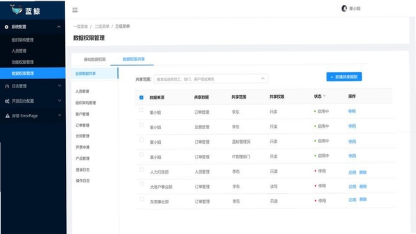 安全智能管控 权限设置界面