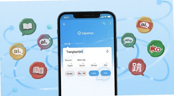 һ����ΪSaywhat�İ�׿�ֻ�����Ӧ�ý���չʾ�������������ֻ���Ļ����Ļ����ʾ�ż��ķ����������������л���ť������Ϊ��͵�ǳ��ɫ���䣬��Χ�����Ŵ�����ͬ���Ե����ַ���ͼ�꣬��������ˬ�ִ���ͻ�������Թ�ͨ�ı�ݸ�