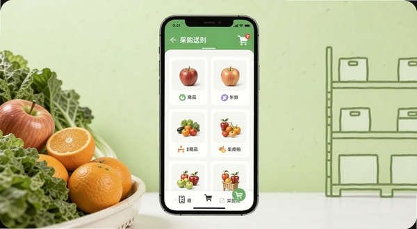 �����Ͳɹ�Ӧ��������ȫòչʾ����������Ϊ�ֻ���Ļ��Ⱦͼ����Ļ�ڳ�����Ʒ�����б���ɹ���ͼ�꣬����Ϊǳ��ɫ���ʹ������ͳ��������ڷ�����ƻ������������Ҷ�߲ˣ��Ҳ�Ϊ��Լ�Ĳִ���������������ɫ����������������Booguģ������